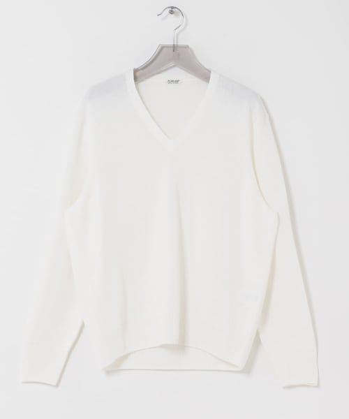 URBAN RESEARCH(アーバンリサーチ)の「PURLAM WASHI M-G TENJIKU V PULLOVER(ニット/セーター・メンズ・WHITE/BLACK/GREEN/B.PURPLE・2/3)」の1枚目の写真