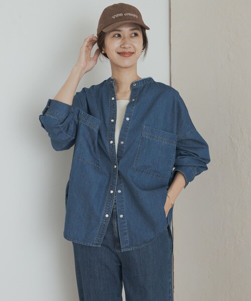 URBAN RESEARCH DOORS（アーバンリサーチドアーズ）の「デニムバンドカラーシャツ（シャツ/ブラウス・レディース・INDIGO/ONE WASH・M）」の5枚目の写真