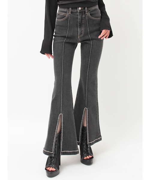 EATME（イートミー）の「フロントビジュースリットデニムパンツ（デニムパンツ・レディース・ブラック/アイスブルー・S/M）」の3枚目の写真