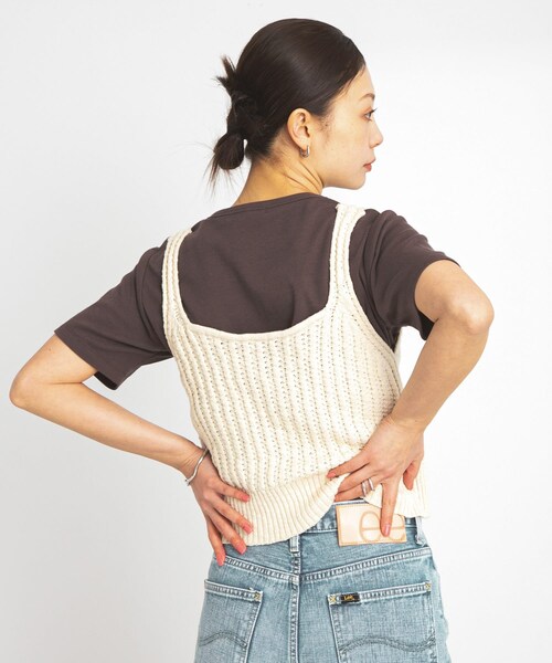 URBAN RESEARCH Sonny Label（アーバンリサーチサニーレーベル）の「2WAY透かし編みニットビスチェ（キャミソール・レディース・ネイビー/アイボリー/ピンク・FREE）」の9枚目の写真