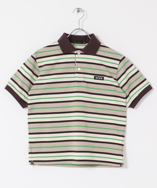 URBAN RESEARCH DOORS(アーバンリサーチドアーズ)の「Scye STRIPEDCOTTONSHIRTS(ポロシャツ・レディース・グリーンST/パープルST・38)」の1枚目の写真