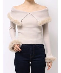 MERCURYDUO | 【WEB限定カラーあり】フェイクファートリミングニット(ニット/セーター)