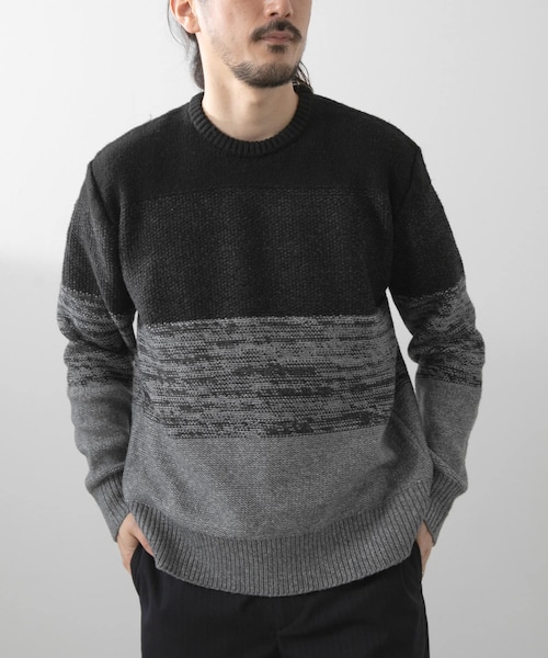 ITEMS URBANRESEARCH（アイテムズ アーバンリサーチ）の「リサイクルヤーン グラデーションニット（ニット/セーター・メンズ・BEG/GRY/BLK・M/L）」の5枚目の写真