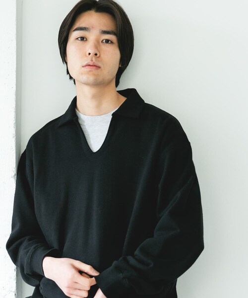 URBAN RESEARCH DOORS(アーバンリサーチドアーズ)の「TOMPKINS裏毛 スキッパースウェット(スウェット・メンズ・GREIGE/BLACK/NAVY・M/L)」の6枚目の写真