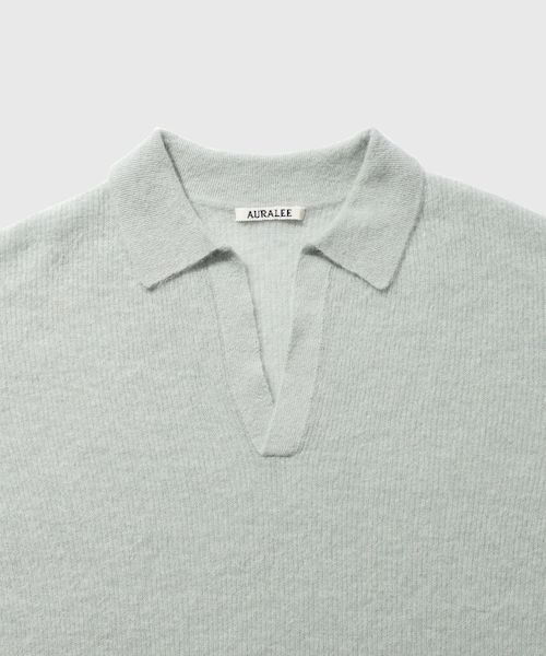 ADAM ET ROPE'(アダムエロペ)の「【AURALEE/オーラリー】BABY SURI ALPACA SHEER KNIT SKIPPER POLO(ニット/セーター・メンズ・グリーン/ネイビー/レッド・3/4)」の14枚目の写真