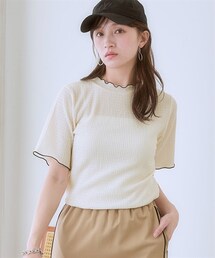 SMILE LAND | ＜大きいサイズ＞ 配色カットソージャガード半袖プルオーバー(Tシャツ/カットソー)