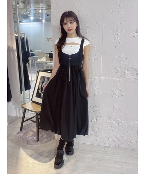 EATME（イートミー）の「バルーンジャンスカ（ジャンパースカート・レディース・アイボリー/ブラック・F）」の4枚目の写真