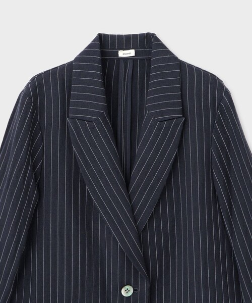 ROPE'（ロペ）の「【drawell（ドロウェル）】STRIPE PEAK LAPEL JK｜ジャケット（テーラードジャケット・レディース・ライトグレー/ネイビー・F）」の5枚目の写真