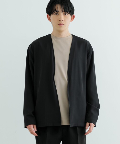 ITEMS URBANRESEARCH（アイテムズ アーバンリサーチ）の「シアーストレッチ ラップカーディガン（カーディガン/ボレロ・メンズ・BEG/BLK・M/L）」の7枚目の写真