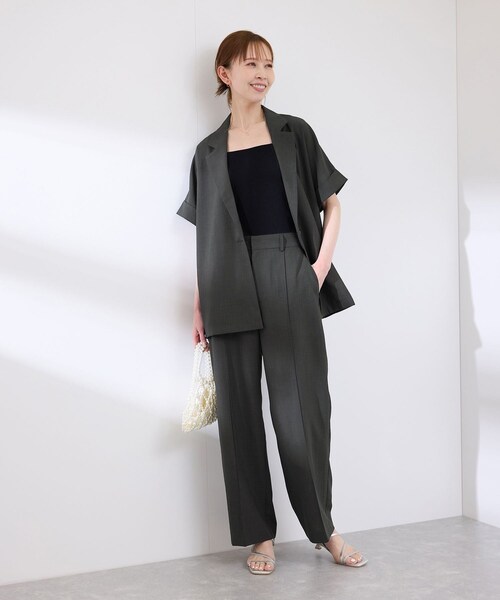 ROPE PICNIC シアーハーフスリーブジャケット　ネイビー　リネンライク ROPE' PICNIC（ロペピクニック）の「【接触冷感・UVカット・速乾