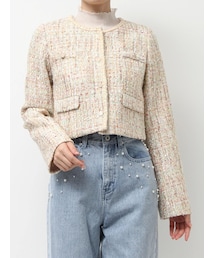 MERCURYDUO | ツイードノーカラージャケット(ノーカラージャケット)