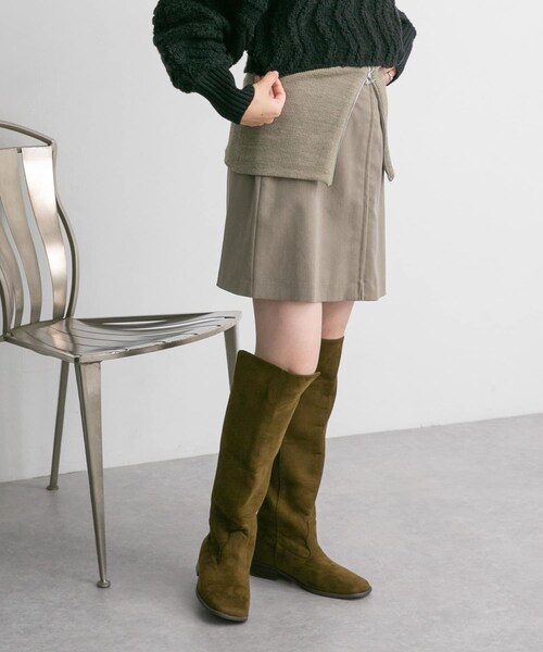 KBF（ケイビーエフ）の「スエードロングブーツ（ブーツ・レディース・KHAKI/BEIGE・37/38）」の2枚目の写真
