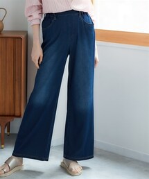 nissen | 大きいサイズ よくのびるゆるストレート9分丈ひんやりデニムパンツ（接触冷感）（ゆったりヒップ）(パンツ)