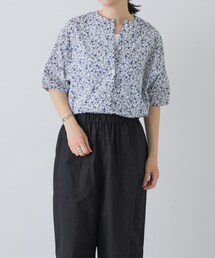 5分袖プリントシャツカーディガン
