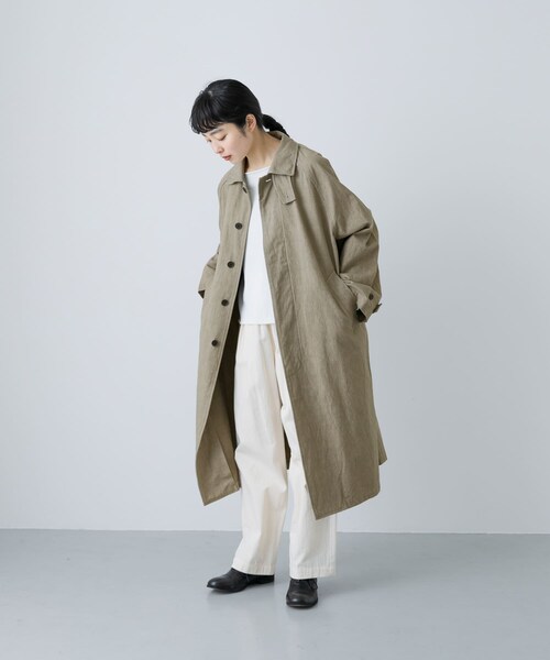かぐれ(カグレ)の「コットンリネンステンカラーコート(ステンカラーコート・レディース・PURPLE/BEIGE・FREE)」の5枚目の写真