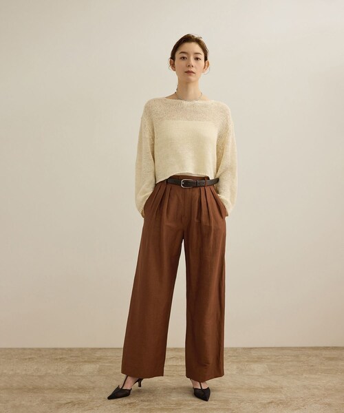 ROPE'（ロペ）の「【洗える】ビスコースリネン スラブスリータックパンツ/一部セットアップ可能（その他パンツ・レディース・ブラウン/ネイビー・36/38/40）」の14枚目の写真