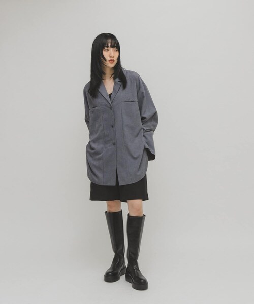 KBF（ケイビーエフ）の「ピーチスキンBIGシャツ（シャツ/ブラウス・レディース・IVORY/BLUE GRAY/CHARCOAL・One）」の19枚目の写真