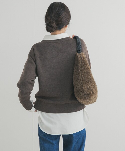 URBAN RESEARCH DOORS（アーバンリサーチドアーズ）の「Wフェイスボートネックニット（ニット/セーター・レディース・YELLOW/ASH MINT/BROWN/GRAY・Free）」の19枚目の写真