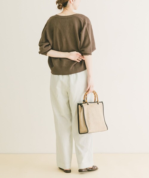 ITEMS URBANRESEARCH(アイテムズ アーバンリサーチ)の「Vネックハーフスリーブニットカーディガン(カーディガン/ボレロ・レディース・SILVER/BRN/L.YEL・Free)」の7枚目の写真