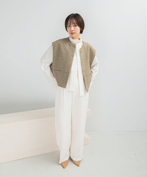 URBAN RESEARCH ROSSO（アーバンリサーチロッソ）の「CHIGNON　ツイードショートベスト（ベスト・レディース・CAMEL/BLACK・Free）」の18枚目の写真