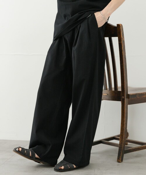 SENSE OF PLACE by URBAN RESEARCH（センスオブプレイスバイアーバンリサーチ）の「ドライタッチワイドパンツ（その他パンツ・メンズ・BLACK/GREIGE/GREEN・M/L）」の6枚目の写真