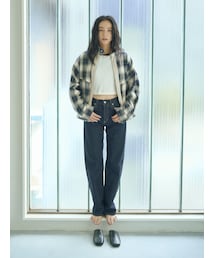 Ungrid | ハイウエストロールアップスリムデニム(デニムパンツ)