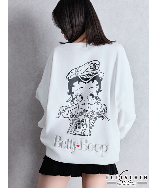 GYDA（ジェイダ）の「BETTY×GYDA GLITTER embroideryプルオーバー（スウェット・レディース・オフホワイト/ブラック/パープル・F）」の2枚目の写真