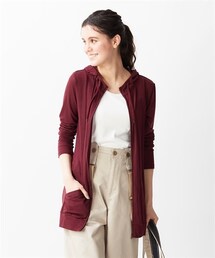 nissen | 大きいサイズ１２分袖綿混うすカルロング丈パーカー（ＵＶカット+吸汗速乾＋抗菌防臭＋毛玉防止）(パーカー)