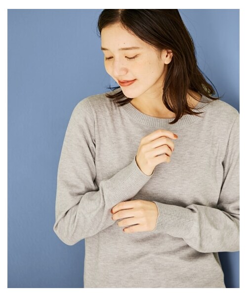 nissen（ニッセン）の「大きいサイズ 優しい肌触りの定番ボートネックニットセーター（ニット/セーター・レディース・オフホワイト/杢グレー/黒(オフホワイトライン)/コバルトブルー(オフホワイトライン)/セルリアンブルー/モカ/パープル・L/LL/3L/4L/5L/6L/8L/10L）」の20枚目の写真