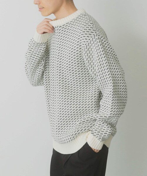 ITEMS URBANRESEARCH（アイテムズ アーバンリサーチ）の「マシンウォッシャブル バーズアイ クルーニット（ニット/セーター・メンズ・WHT/BGD/NVY/BLK・M/L）」の18枚目の写真