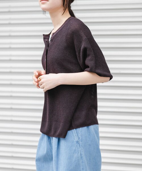 URBAN RESEARCH DOORS(アーバンリサーチドアーズ)の「FORK&SPOON ペーパーニットヘンリーネックプルオーバー(ニット/セーター・レディース・IVORY/BROWN・1)」の9枚目の写真