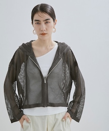 SALON adam et rope' | クロップドシアーメッシュパーカー(パーカー)