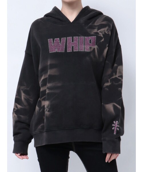 GYDA（ジェイダ）の「WHIP STUDSスウェットパーカー（パーカー・レディース・アイボリー/ブラック/ピンク・F）」の2枚目の写真