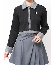 U.S. POLO ASSN. | U.S. POLO ASSN.別注シャツレイヤード風ケーブルカーディガン(カーディガン/ボレロ)