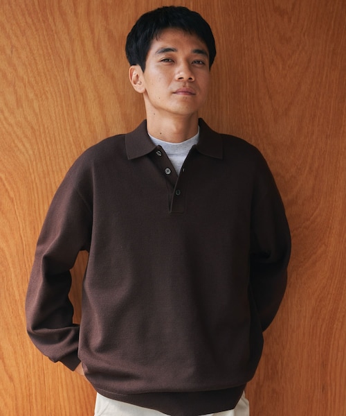 URBAN RESEARCH DOORS(アーバンリサーチドアーズ)の「『XLサイズ/WEB限定/仁村紗和さん着用』『UR TECH 200日ニット』 ポロシャツ(ポロシャツ・メンズ・L/GRY/BROWN/BLACK/BLUE GREEN・M/L/XL)」の3枚目の写真