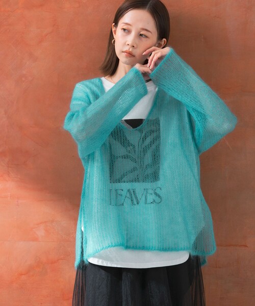 URBAN RESEARCH ROSSO（アーバンリサーチロッソ）の「シアーモヘアVネックプルオーバー（ニット/セーター・レディース・blue/white/yellow・FREE）」の21枚目の写真