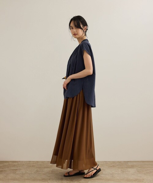 ROPE'（ロペ）の「【洗える】キュプラシルク フレンチスリーブブラウス（シャツ/ブラウス・レディース・ホワイト/ベージュ/ネイビー/ピンク系・F）」の11枚目の写真