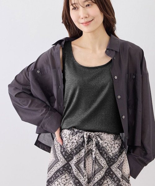 ROPE' PICNIC(ロペピクニック)の「ラメテレコタンクトップ(タンクトップ・レディース・ブラック/ホワイト/ブラウン・38)」の7枚目の写真