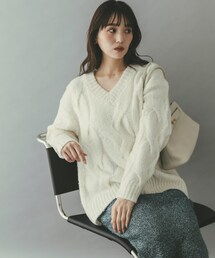 URBAN RESEARCH ROSSO | ウールカシミヤケーブル編オーバーニット(ニット/セーター)