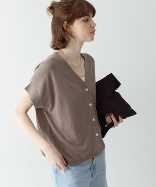 URBAN RESEARCH Sonny Label（アーバンリサーチサニーレーベル）の「クールミストフレンチニットカーディガン（カーディガン/ボレロ・レディース・ブラック/L.グレー/モカグレー・Free）」の2枚目の写真
