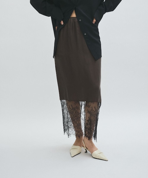 ADAM ET ROPE'（アダムエロペ）の「【EMOELLE】キュプラレースイージースカート（スカート・レディース・ダークブラウン/ピンク・F）」の16枚目の写真