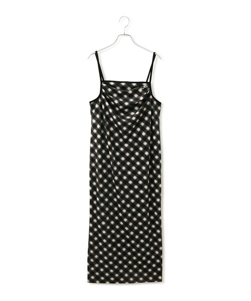 VIS(ビス)の「【MARY QUANT×VIS】チェックベロアドレープキャミワンピース(ワンピース・レディース・ブラック/ブラウン系・F)」の2枚目の写真