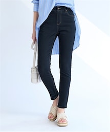 nissen | 大きいサイズ （吸汗速乾）ストレッチライトオンスデニム９分丈スキニーパンツ（ゆったりヒップ）（選べる２レングス）(デニムパンツ)