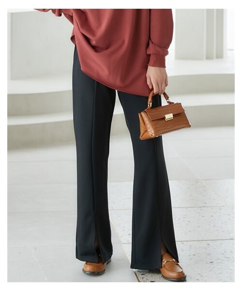 nissen（ニッセン）の「大きいサイズ　センタースリットスラックス　miclat（パンツ・レディース・黒/リーフグリーン・L/LL/3L/4L/5L/6L/8L/10L）」の6枚目の写真