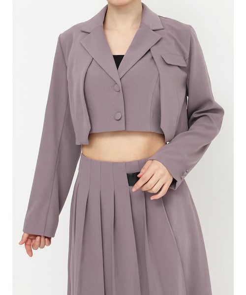 EATME（イートミー）の「マルチWAYショートジャケット（セットアップ可能）（テーラードジャケット・レディース・ブラック/ラベンダー/ブラウン/ミックス・F）」の8枚目の写真