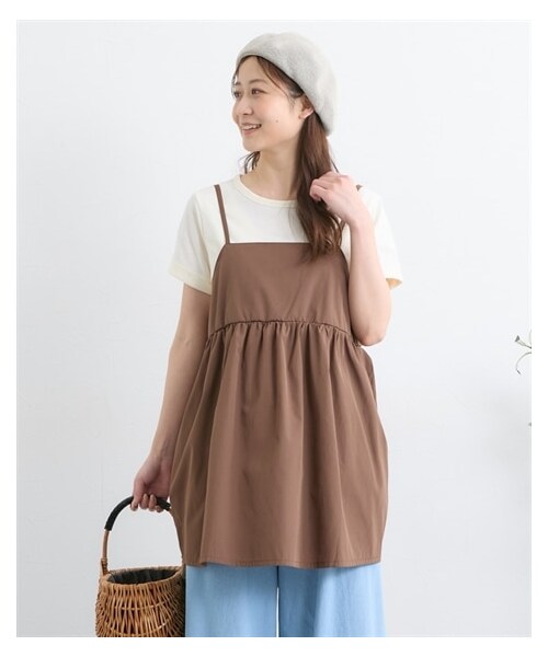 nissen（ニッセン）の「【マタニティウエア・授乳服】チュニックキャミソール＋トップス２点セット（産前・産後）（マタニティウェア/グッズ・レディース・スミクロ+モカブラウン/ベージュ+黒/アップルイエロー+オフ/ブラウン+オフホワイト/アイボリー+ダークグレー/黒+モカブラウン/ミント+アイボリー・マタニティM/マタニティL/マタニティLL/マタニティ3L/マタニティ4L/マタニティ5L）」の18枚目の写真
