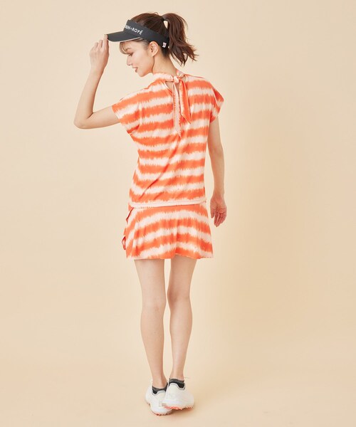 ROPE'（ロペ）の「【セットアップ対応】【UV】【吸水速乾】タイダイボーダープリントBACKフレアースカート（スカート・レディース・ブラック/ネイビー/オレンジ・L/M/S）」の12枚目の写真