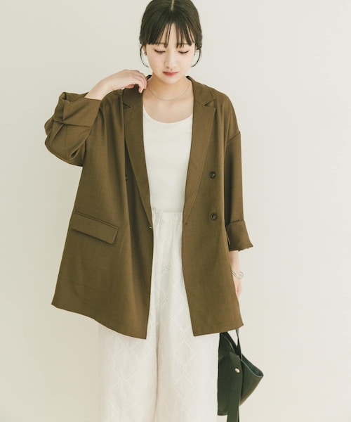 ITEMS URBANRESEARCH(アイテムズ アーバンリサーチ)の「リネンライクジャケット(テーラードジャケット・レディース・BRN/L.BEG/BLK・Free)」の2枚目の写真