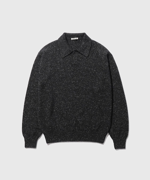 ADAM ET ROPE'(アダムエロペ)の「【AURALEE/オーラリー】CASHMERE NEP KNIT POLO(ニット/セーター・メンズ・ブラック/ライトグレー・3/4)」の4枚目の写真