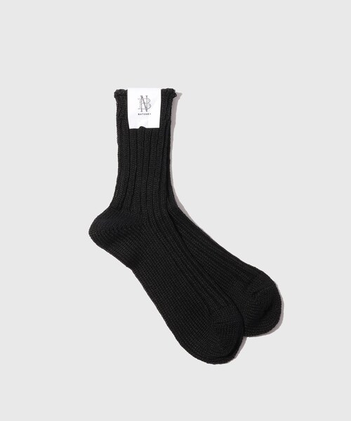 ADAM ET ROPE'(アダムエロペ)の「【BATONER/バトナー】LINEN SOCKS(ソックス/靴下・メンズ・ブラック/ホワイト・F)」の3枚目の写真